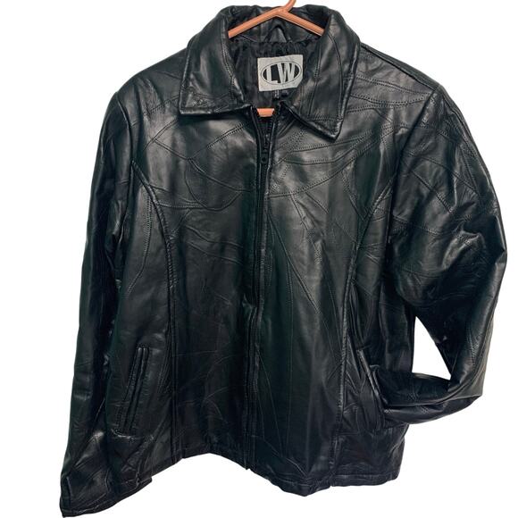 LW Leather Works Vintage Men's Black Genuine Leather Full Zip Biker Jacket XXXL - Picture 1 of 6